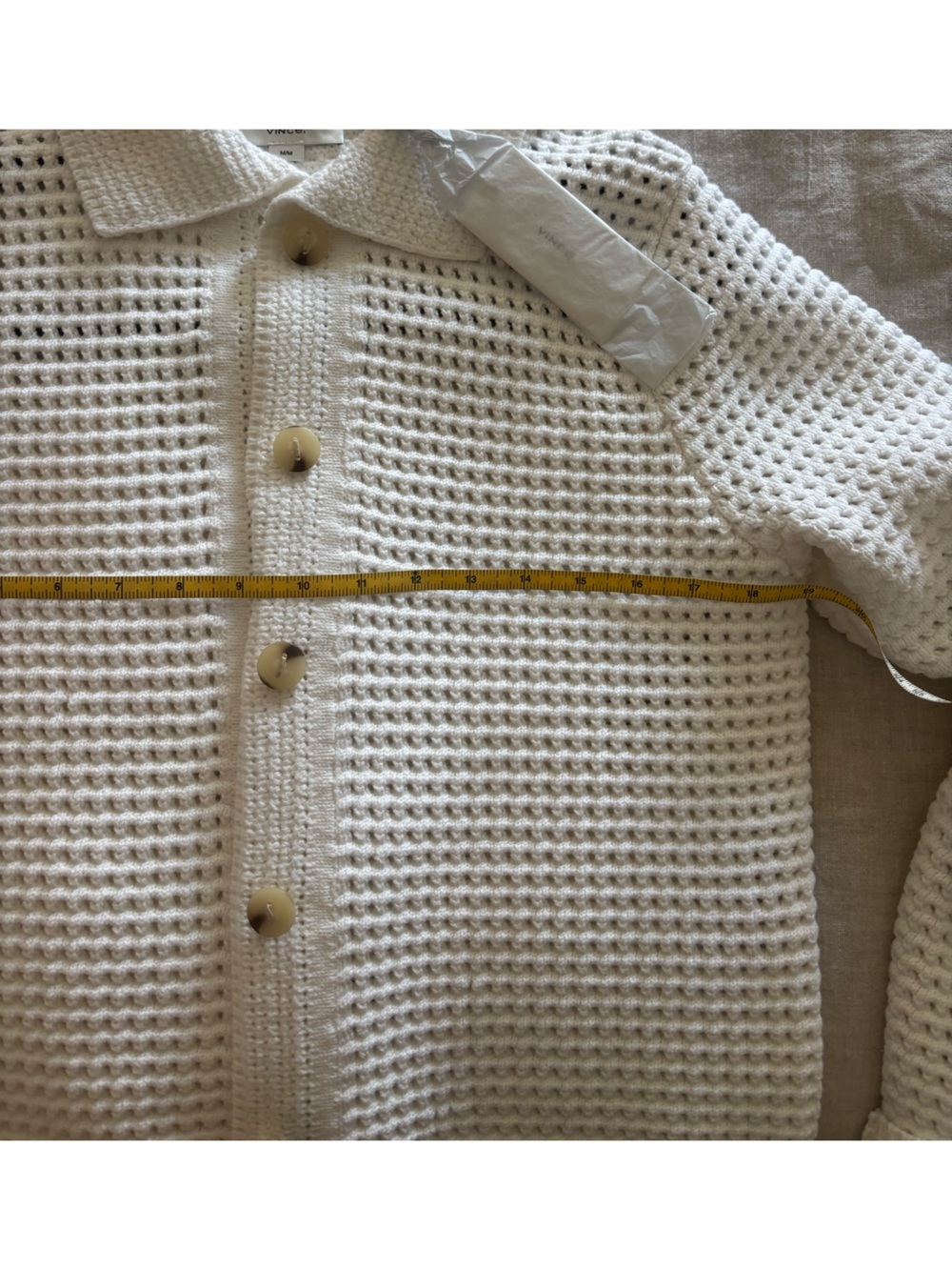 NWT Vince block Stitch Cardigan Sweater Jacket Crochet Button-Up Collared - Picture 6 of 7